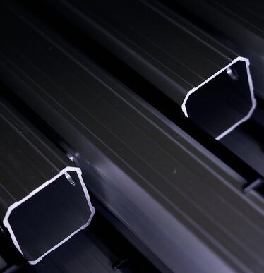 Ecotent Aluminiumstruktur in der Produktion.