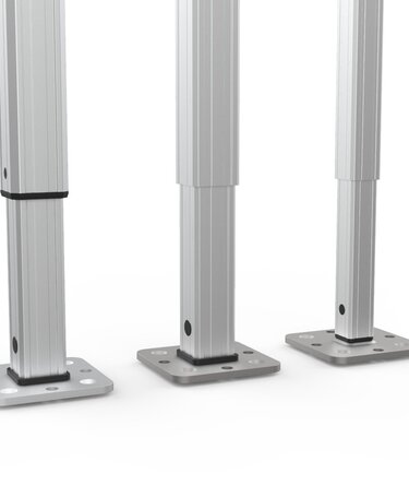 Vergleich der drei Ecotent® Faltpavillon-Serien E1, E2 und E3 mit unterschiedlichen Aluminiumprofilen.