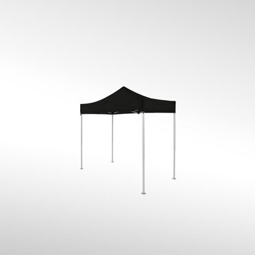 Ein schwarzer Faltpavillon 3x1,5 m.