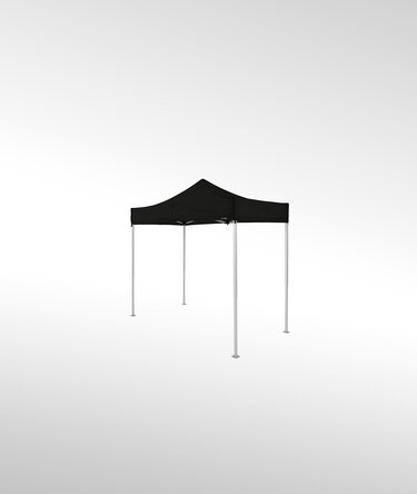 Ein schwarzer Faltpavillon 3x1,5 m.