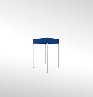 Un gazebo pieghevole blu scuro di 1,5x1,5 m.