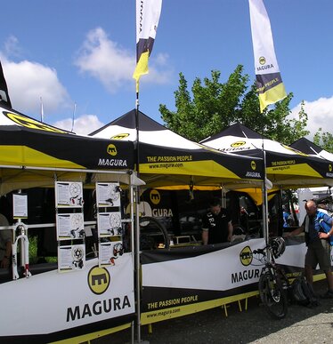 Magura's 3x3 m promotion tents are fully printed and all stand side by side. 